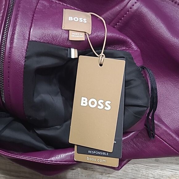 🚩Softest Boss High Waisted Raspberry Sheap Leather Pencil Skirt Size0 - Picture 7 of 12